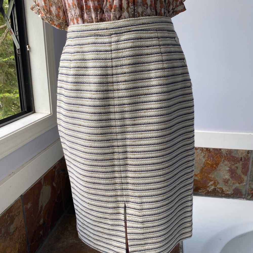 Eastex Striped Button-Detail Skirt